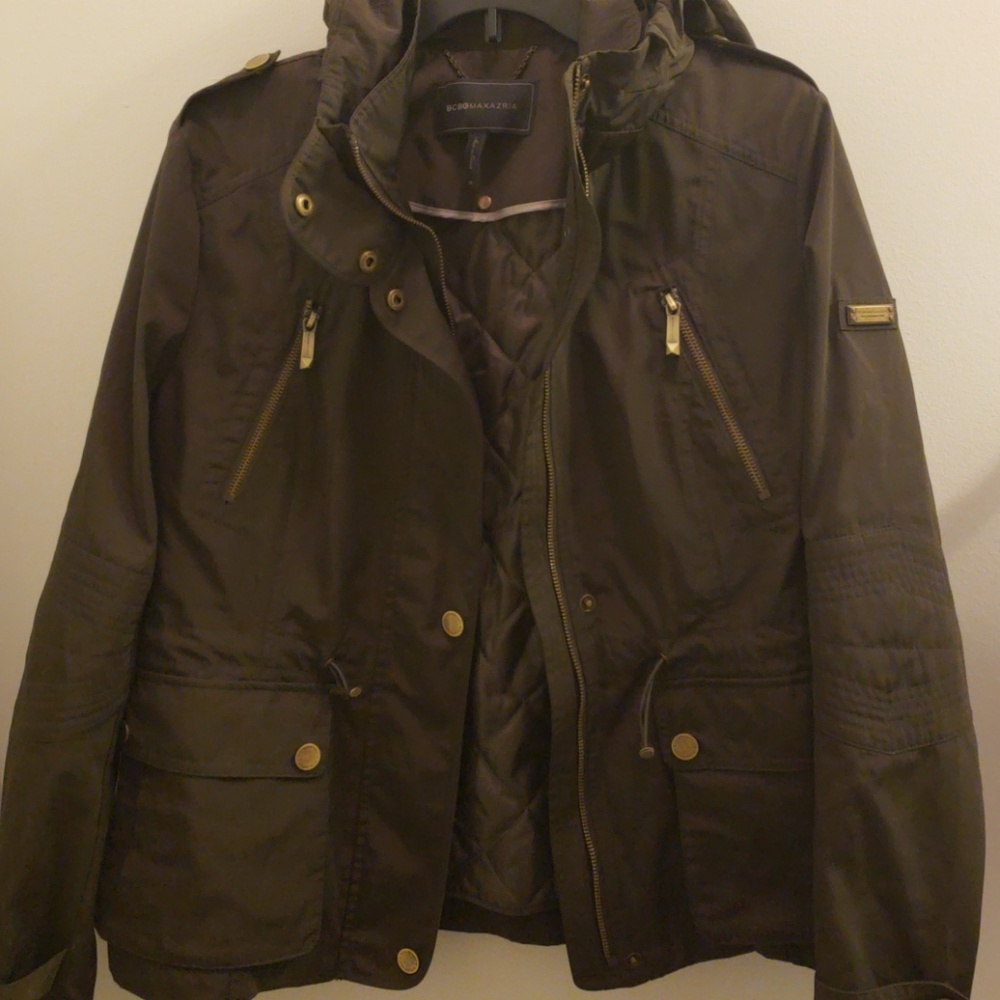 BCBGMAXAZRIA green raincoat